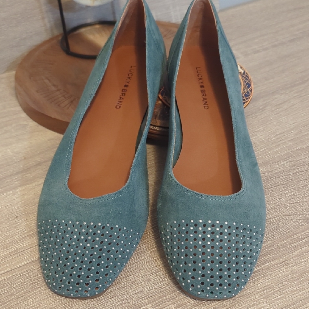 Lucky Brand Blue Ballet Flats with Studded Design